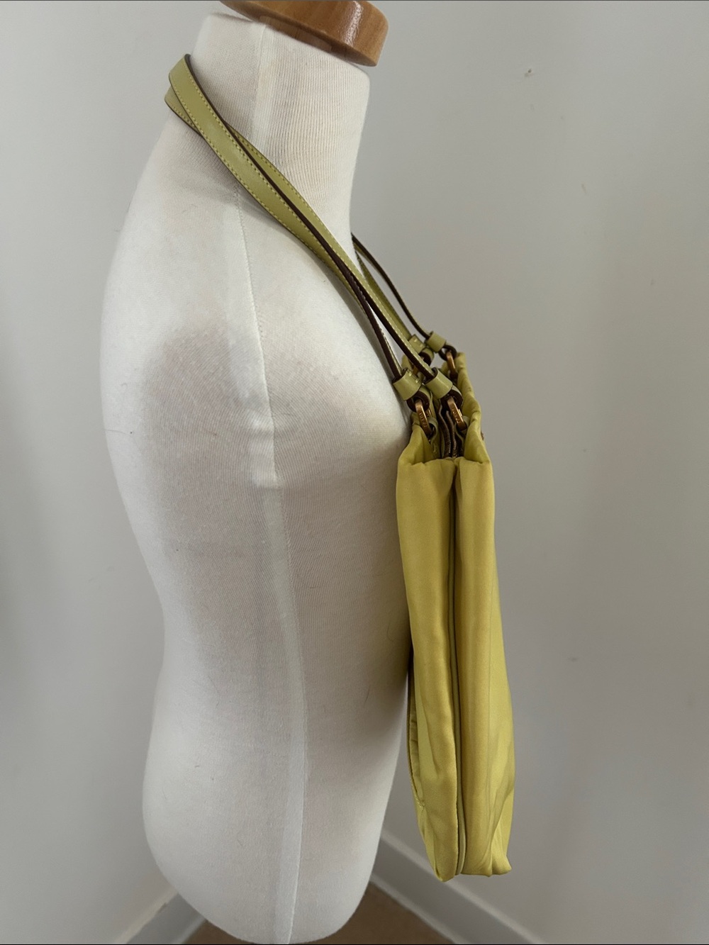 PRADA Nylon Tessuto Ochre City Tote With Leather Handles - Picture 5 of 12